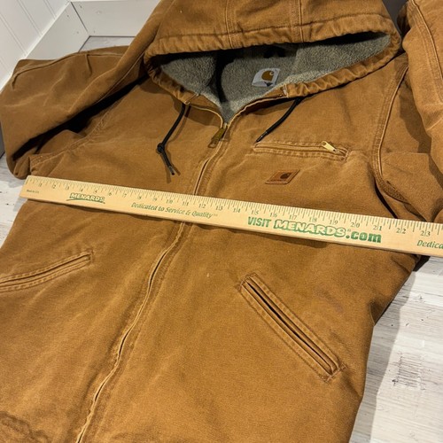 Carhartt Sherpa-Lined Hooded Detroit Jacket J141 211 Distressed Sz Medium **READ - Picture 7 of 12