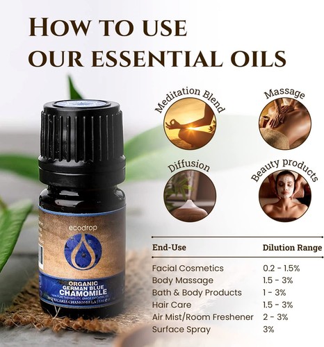German Chamomile Essential Oil (Blue) Organic Therapeutic Grade Aromatherapy Oil - Picture 5 of 6
