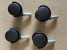 Set of 4 Caster Wheels for Plastic Drawer/Carts Black 1 3/8” Wide Casters