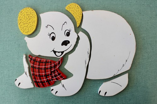 PLAYSKOOL Puzzle 275-26 White POLAR BEAR Vintage Wood Tray Puzzle 8 Pieces - Picture 2 of 13