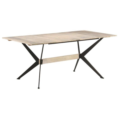 Solid Wood Dining Table Industrial Rustic Leg Timber Kitchen Cafe Desk Rectangle - Picture 11 of 11