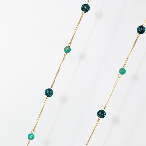 Retro Gold Plated Necklace-Shades of Green - Picture 2 of 2