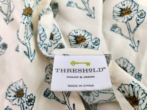 Set of 2 Threshold Boho Stripe Quilted Sham Dark Teal Gold Stripes Daisies Used - Picture 8 of 10