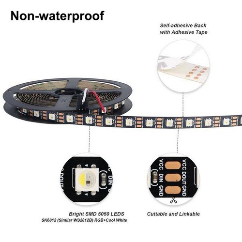 5V SK6812 RGBW 4in1 144 150 300 LED Strip Pixels Light IC Individual Addressable - Picture 12 of 15