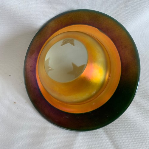 Handblown Glass Planet Saturn Paperweight Iridescent Gold/Copper Rings Stars - Picture 7 of 12