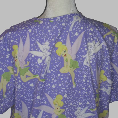 Wonderful World of Disney Tinkerbell Tink Scrub Top Small Purple Hearts Love - Picture 4 of 6