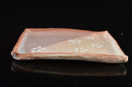 W1426: Japanese Hagi-ware White glaze SERVING PLATE/dish 5pcs, auto w/signed box - Picture 5 of 11