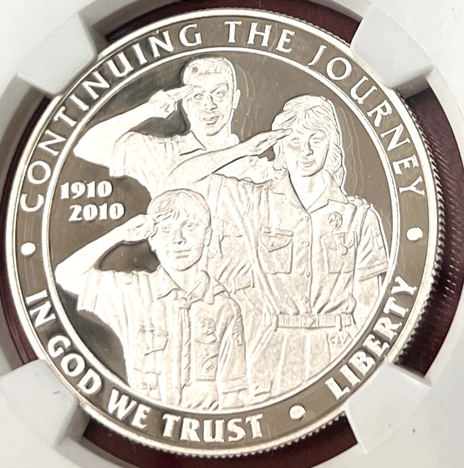LOT OF SIX (6) NGC PF 70 ULTRA CAMEO! 2010 P $1 BOY SCOUTS COMMEMORIATIVE - Image 2 of 3
