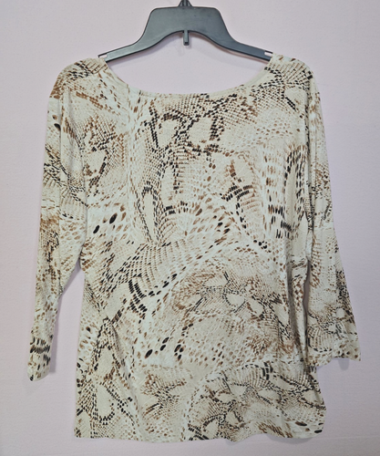 NUEVO CON ETIQUETAS COLECCIÓN JM Blusa/Top Tejido Jacquard Talla XL MANGA 3/4 Piedra Piel de Serpiente - Imagen 2 de 11