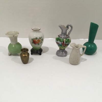 6 Mini Vases 5 Marked Japan 1 China  All Different Styles Colors Finishes  VG
