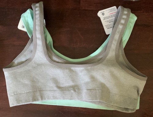 Hanes Big Girls M Seamless Fit Cozy Pullover Bra 2-Pack GRAY & GREEN - NEEDS TLC - Picture 3 of 3
