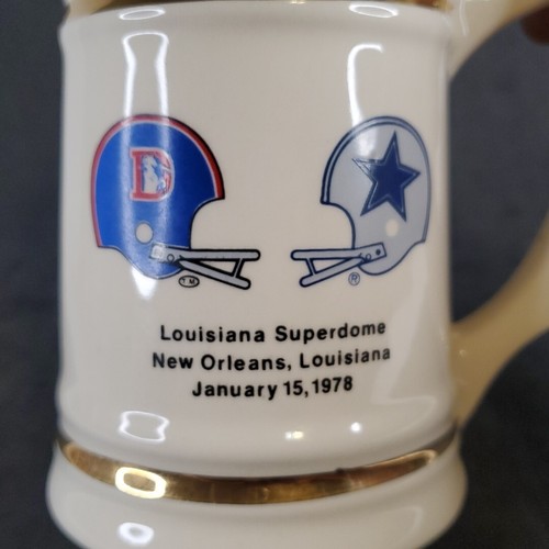 Super Bowl XII Ceramic Mug Stein Denver Broncos-DallasCowboys NFL Football - Picture 10 of 10