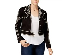 Xoxo Juniors' Embroidered Cropped Jacket (black, L)