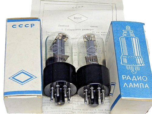 MATCHED PAIR 6N8S /6SN7 /1578 RUSSIAN Tubes FOTON PLANT. Neu im Karton von 1964-1965!! - Bild 4 von 7