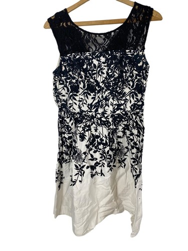 Maurices Dress Black White Dark Floral Lace Y2K Whimsigoth Romantic Fairy 7/8 - Picture 2 of 14
