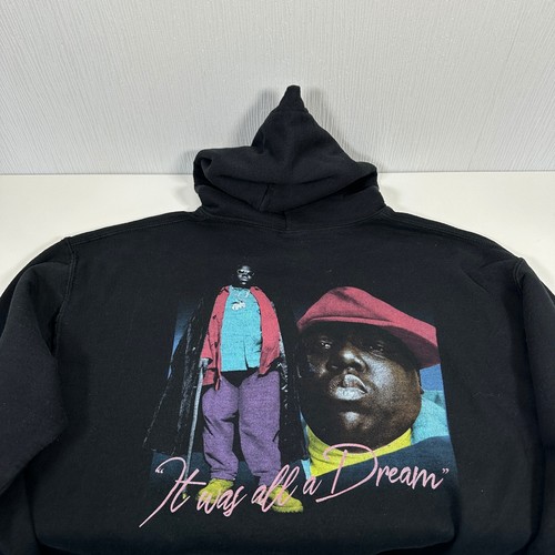 Gildan Biggie The Notorious One B.I.G. Hoodie Herren L Schwarz Grafik Pullover Rap - Bild 9 von 9