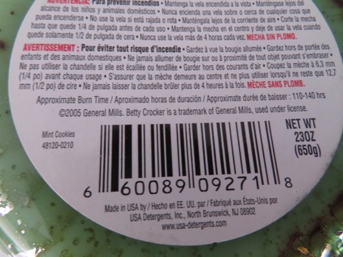 NEW Betty Crocker Home Fragrances Scented Candle MINT COOKIES 32oz. - Picture 4 of 4