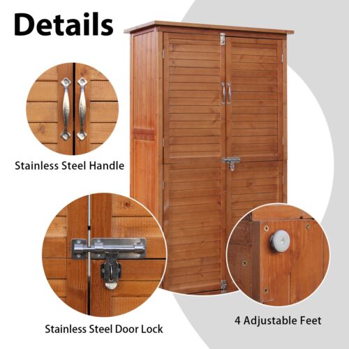 Beneouya Outdoor Wooden Storage Cabinet with Lockable Door,Tool Shed for Patio - Picture 18 of 22