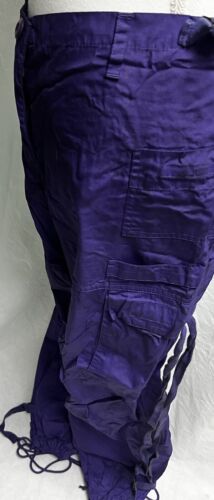 Vintage UFO Parachute Baggy Strap Pants Cargo Purple Rave Adjustable Waist - Picture 2 of 24