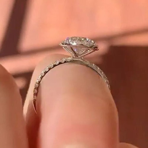10k White Gold Oval Cut Simulated Diamond Women's Engagement Ring 2.50 Ct - Picture 5 of 7