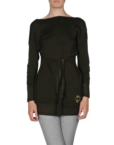 $495 Authentic Rare JUST CAVALLI Women's Army Green Fitted Stylish Sweater - Picture 1 of 2