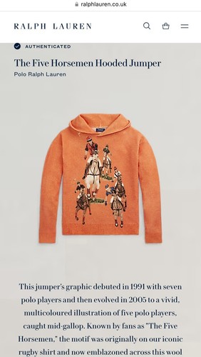 Polo Ralph Lauren Equestrian Jumper Men's The Five Horsemen Hooded Sweater sz M - Picture 4 of 19