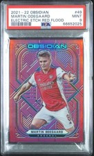 2021-22 Panini Obsidian Martin Odegaard Red Flood /10 PSA 9, Pop 2 Arsenal