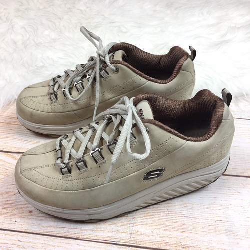 Skechers Shape Ups Optimize Walking Fitnessschuhe hellbraun Nubukleder Damen 8,5 - Bild 1 von 7