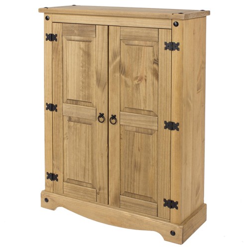 Storage Cupboard Solid Pine 2 Door Mexican Wood Cabinet Internal Shelves Corona - Picture 3 of 4