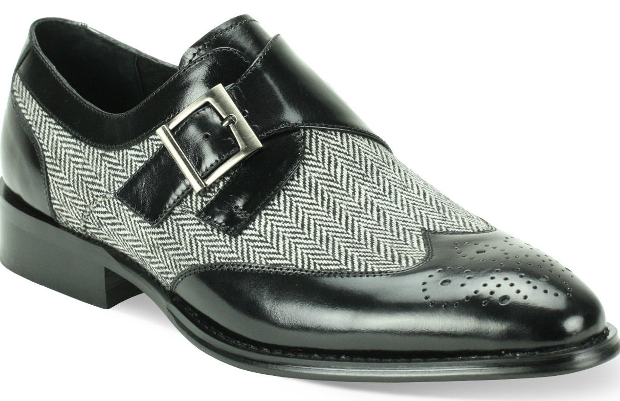 Giovanni Uomo Nero Pelle and Tweed Single Monk Strap Dress Shoe 6641 Giovanni Uomo Nero Pelle and Monk Tweed Single Monk and Strap Dress Shoe 6641 2be8ee
