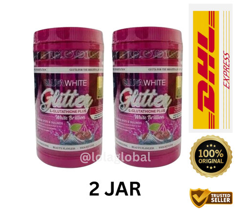 Complément Alimentaire Gluta White Glitter à La L-Glutathion - Poudre 900g, 50mg Par Dose, 100% Naturel, Fabriqué En Malaisie