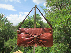 Kooba Buckle Brown Glazed Leather Shoulder Bag Handbag Clearance Ebay Image Is Loading Kooba Buckle Brown Glazed Leather Shoulder Bag Handbag