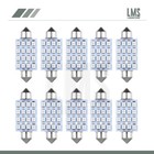 10X Blue Replace 42mm 16Smd-3528 Car Interior Festoon Led Lights Working Bulbs