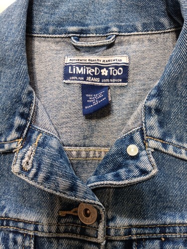 Limited Too Juniors XLarge Jean Jacket Silver Buttons Front Double Pockets Fade - Picture 3 of 11