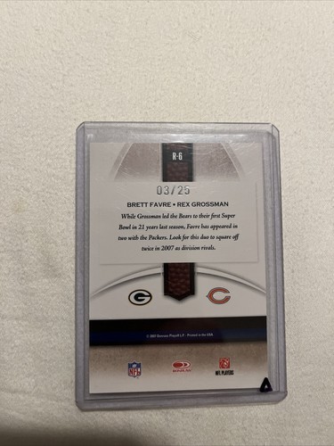 2007 Gridiron Gear Rivals Brett Favre/Rex Grossman 3/25! Rare Packers HOF - Picture 2 of 2