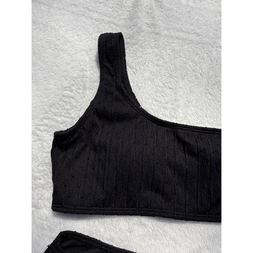Ribbed One Shoulder Bikini Set - Sexy Swimsuit - Black - Size M - Picture 4 of 6