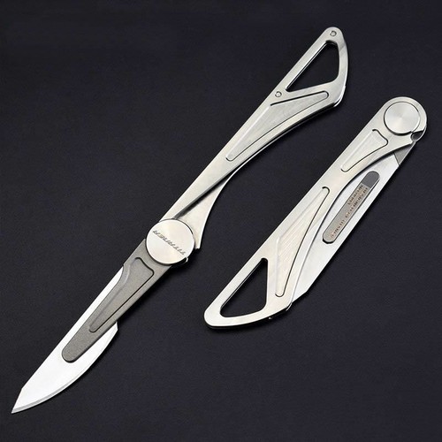 Cuchillo de Titanio Hoja de bisturí Mini Bolsillo EDC Herramientas Supervivencia Llavero Plegable - Imagen 1 de 16
