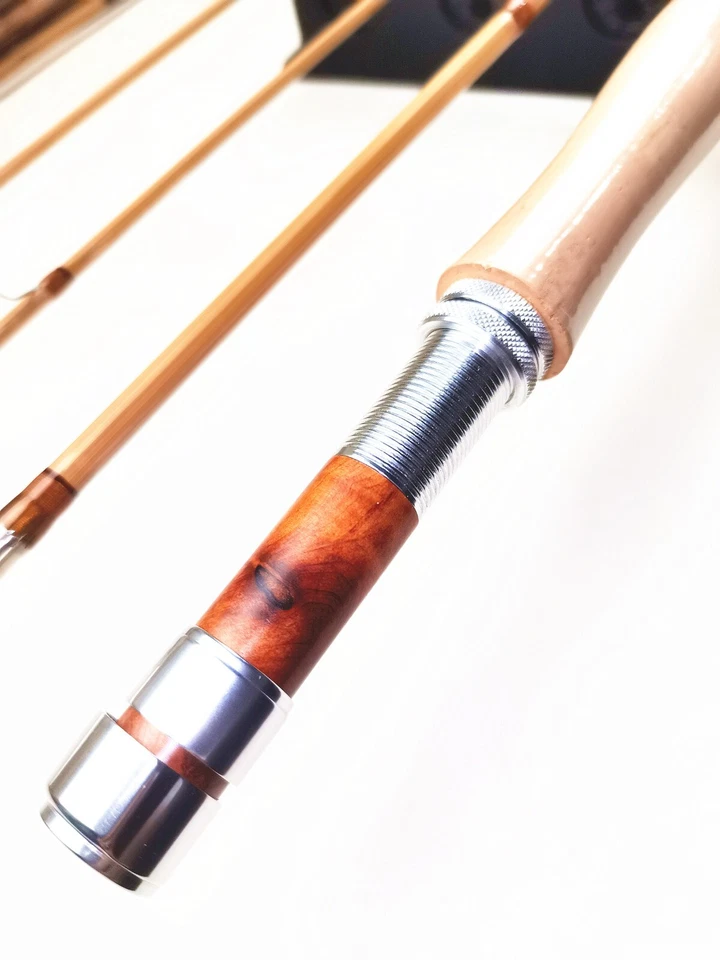 Cañas para moscas de bambú hechas a mano 7' 6" 5wt/3 secciones/2 puntas/cañas de pescar Foto 2 de 4