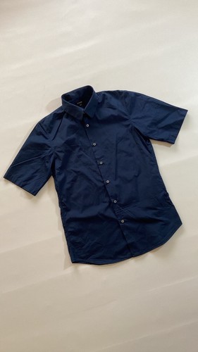 Jil Sander Hemd mit Knopfleiste klassisch kurzarm blau