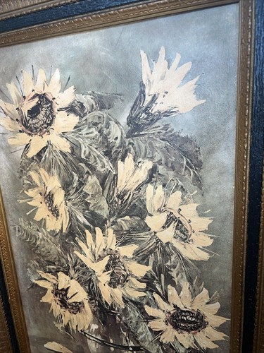 "Sunflowers" Vintage Litho Print L. Ritter 21x29 Home Interior Decor Framed VTG - Picture 3 of 9
