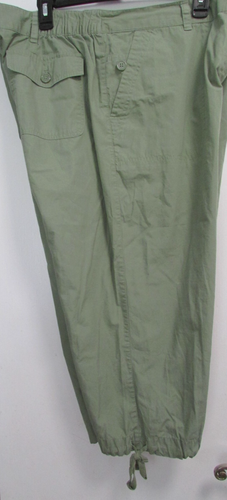 Women's XL Green Classic Fit Cargo Capri drawstring leg By Basic Editions - Picture 7 of 8