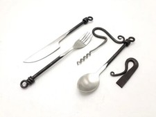 Medieval Five Piece Cutlery silver polish Set Hand Forged unique set of iron