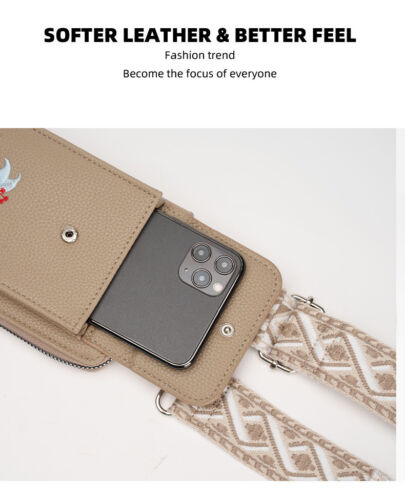 Cross body clip pouch phone bag wallet purse leather holster case screen touch - Picture 5 of 17