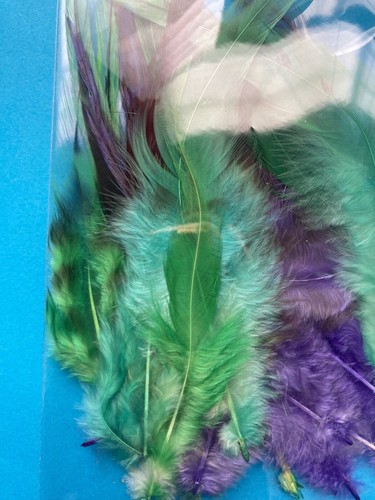 30 Pcs 4-6" Long Dyed Rooster COQUE Tail Feathers Color: Green Black dot Purple. - Picture 4 of 12