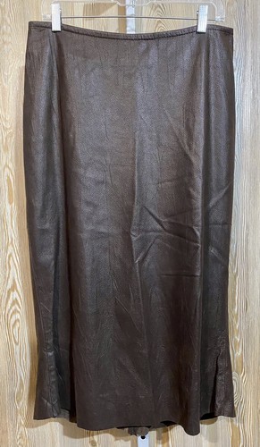 NWT LaMatta long raw edge boot length pebbled leather skirt chocolate brown 10 - Picture 5 of 8