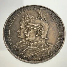1901 Germany Prussia 2 Mark Circulated Coin Wilhelm II 200th Anniversary II116