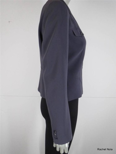 Chaqueta Blazer Calvin Klein Talla 10 M Marrón Botones Bolsillos Frontales Carrera Recortada - Imagen 11 de 12