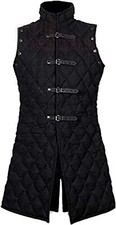 Medieval Gambeson Coat Thick Padded Jacket Sleeveless Dress Long Length Costume