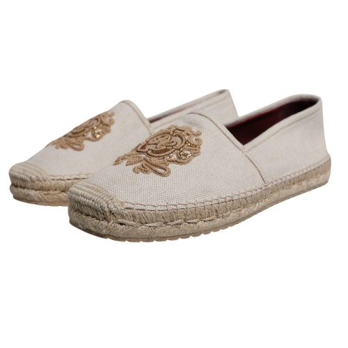 DOLCE & GABBANA Shoes Beige Canvas Embroidered Slip On Espadrilles EU42 / US9 - Picture 3 of 9