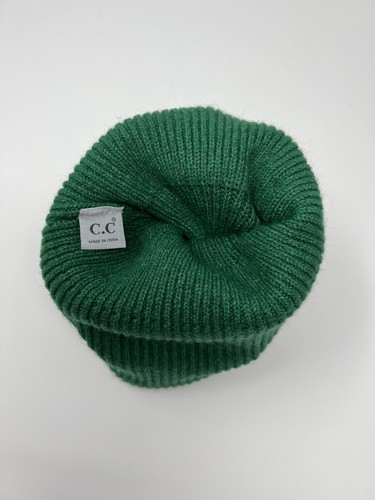 C.C Distressed Solid Cuff Beanie Amazon Green Soft Warm Hat - HTM-4019 - NWT - Picture 6 of 9